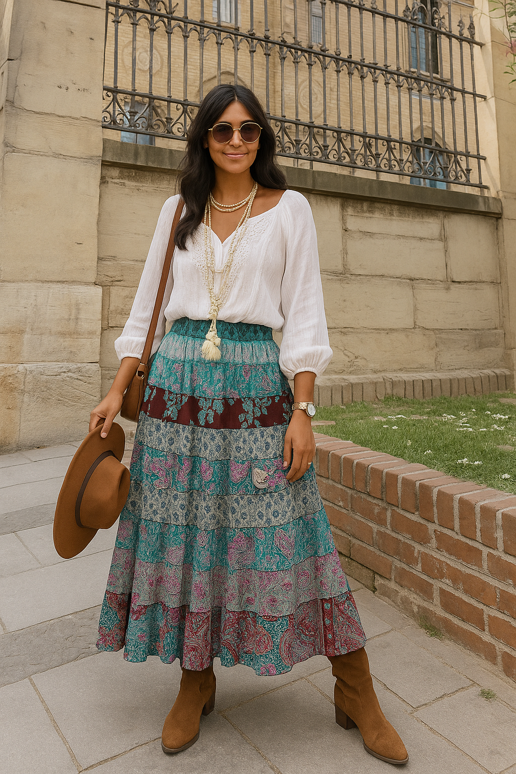 Saia Longa Estampada Boho Chic