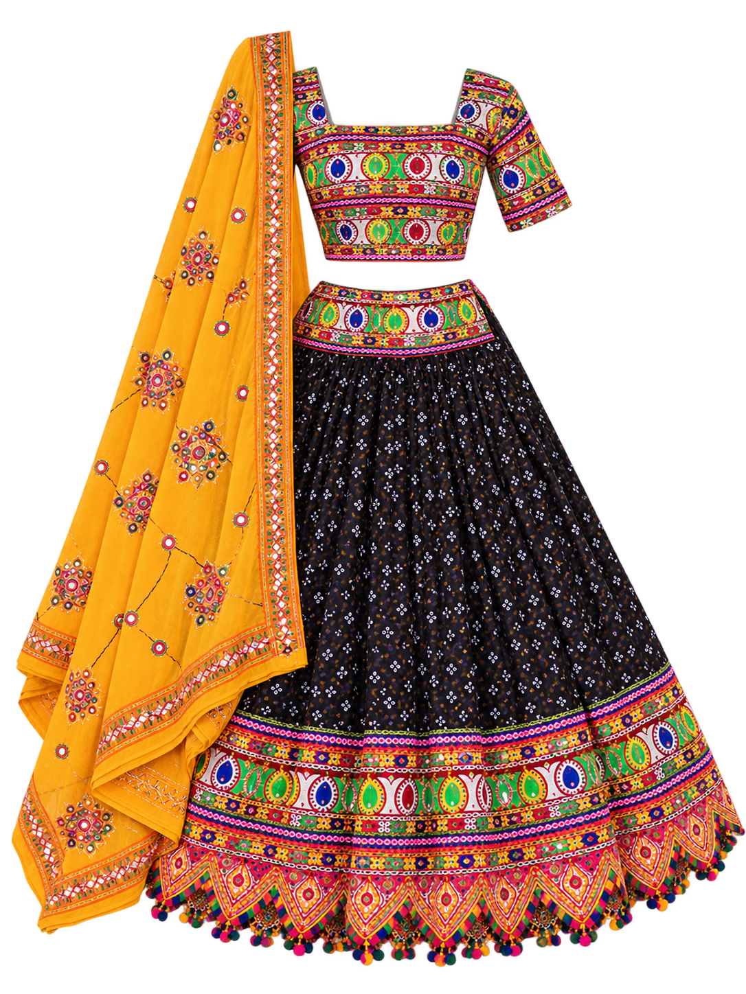 Lehenga Choli Tradicional Indiano com Dupatta 💛