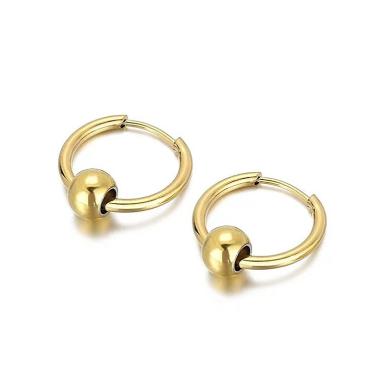 Argola Bola Aço Dourado