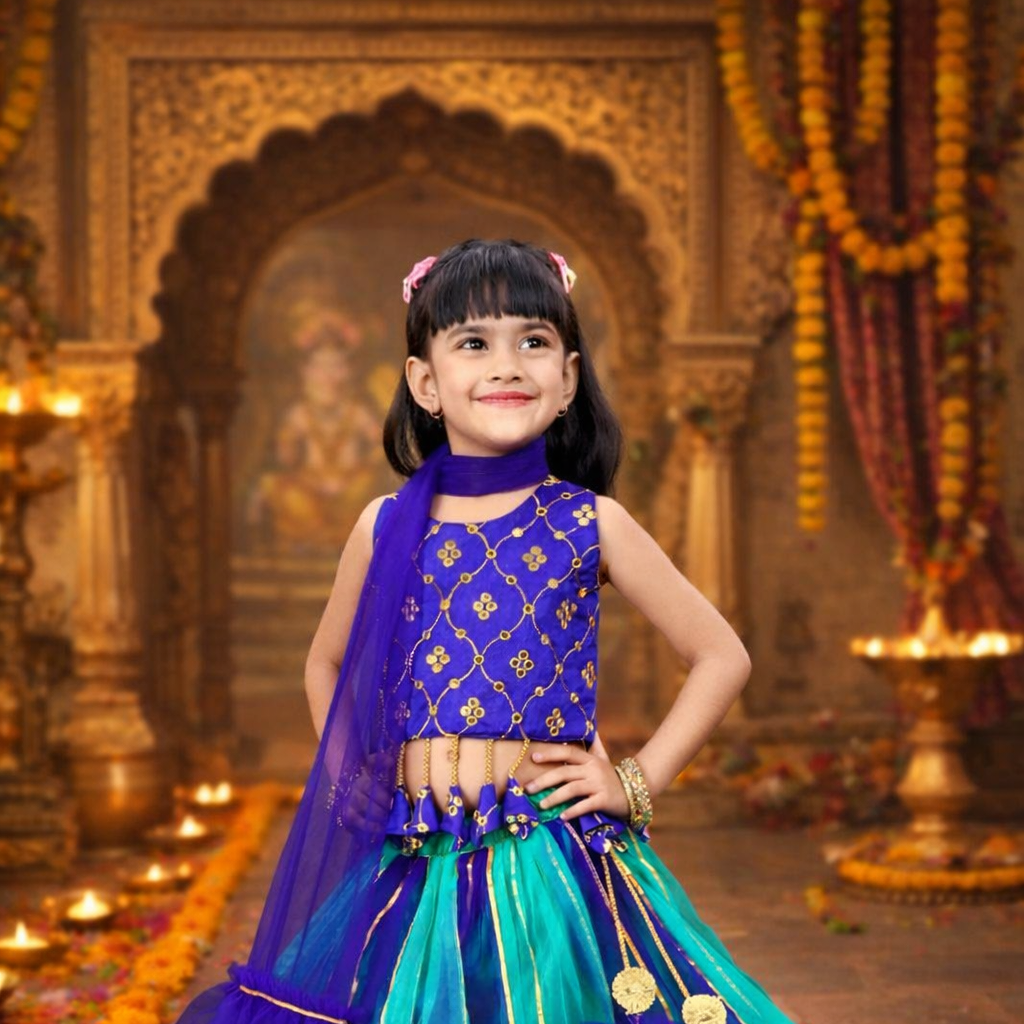 Conjunto lehenga choli Criança