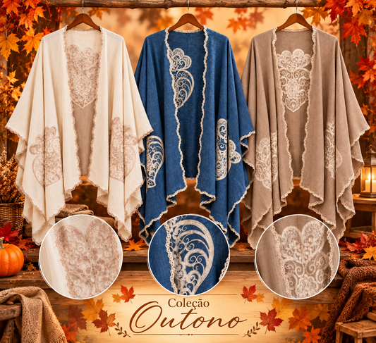 Capa Feminina Boho Chic com Bordado