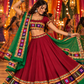 Lehenga Choli Tradicional Indiano – Bordô e Verde 💚❤️