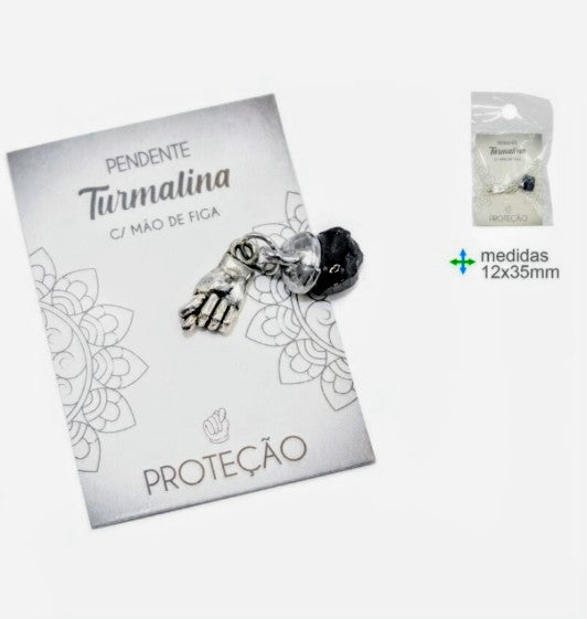 Pingente Pedra Natural Turmalina Negra