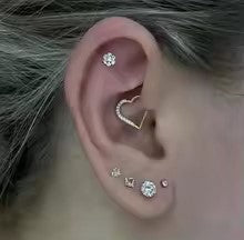 Piercing Coração Dourado com Zircónias