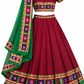 Lehenga Choli Tradicional Indiano – Bordô e Verde 💚❤️