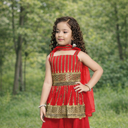 Sharara Set de criança Vermelho