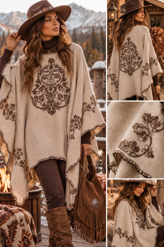 🍂🤎 CAPA PONCHO BOHO CHIC