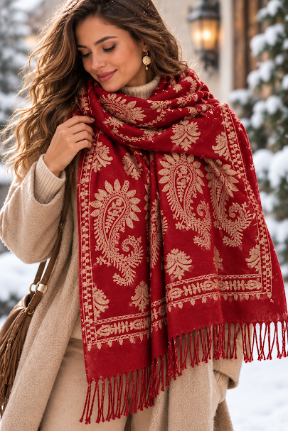 ✨ Écharpe Quente e Elegante com Padrão Paisley  ✨