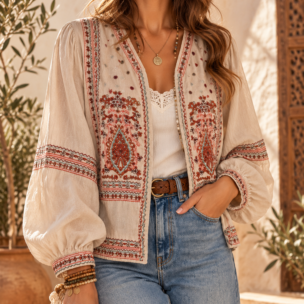 BOHO VELVET EMBROIDERED JACKET