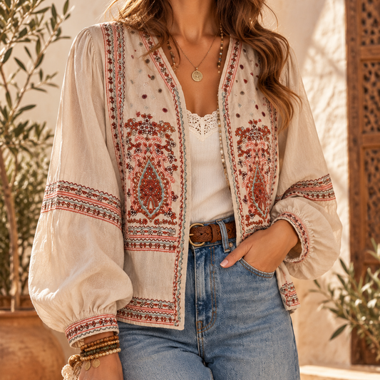 BOHO VELVET EMBROIDERED JACKET