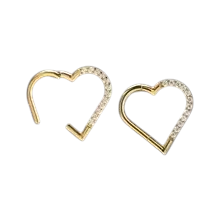 Piercing Coração Dourado com Zircónias